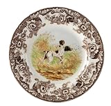 Spode Woodland Hunting Dogs 8-Inch Salad Plate, Flat-Coated Pointer