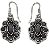 Handcrafted Onyx Black Sterling Silver Earrings 1.5 Inches ~ ShalinIndia