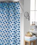 Mosaic Blue Pvc Shower Curtain Including 12 Curtain Rings