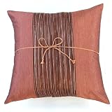 Stunning Handmade Cushion Cover Pillow Sham With Silky Brown Fusion Filigree Detail