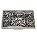 Mother of Pearl Design RFID Blocking Protection Business Card Case, Credit Card Holder, Metal Name Card Case, Stainless Steel Engraved Slim Purse Pocket Cash Money Wallet (Black Arabesque)