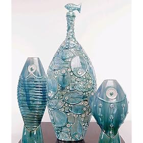 Blue Fish Bottle by Global Views
