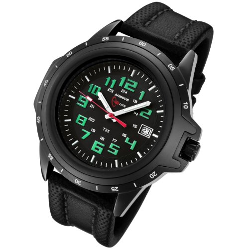 Armourlite ColorBrite Shatterproof Scratch Resistant Glass Green Tritium Watch 10 Year Battery AL210