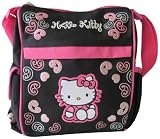 Hello Kitty Diaper Bag with Side Compartments and Shoulder Strap, Black/Pink