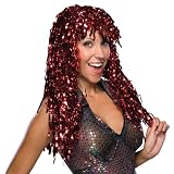 Costume Wigs Red Crimped Tinsel Wig