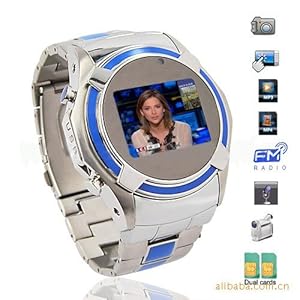 VIP Watch Cell Phone Mobile Dual Sim Dual Standby 1GB internal Memory Cam Blue Ring