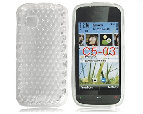 Rhombus TPU Silicone Case Cover for Nokia C5-03 Clear