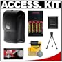 Canon PowerShot PSC-3100 Deluxe Leather Case (Black) + (4) AA Batteries & Charger + Tripod + Accessory Kit for A490, A495, A800 IS, A1100 IS, A1200 IS & A2100 IS Digital Cameras