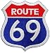 Route 69 Embroidered Patch Iron-On Sexy Highway Road Sign Parody 66 Biker Emblem