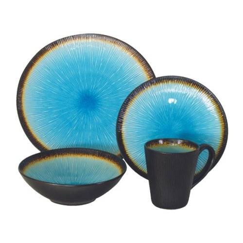 Paradise 16piece Contemporary Dinnerware Set, Circle, Blue