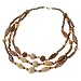 Jennifer's Choice Tri Strand Wood and Stone Beaded Chunky Collar Necklace