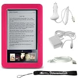 Slim High Quality Durable Silicone Skin Case Customer Made For Barnes & Noble Nook eBook Reader (Pink, Magenta, Hot Pink) + Includes a 4-Inch eBigvalue Determination Hand Strap
