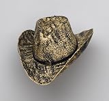 Black & Tan Raffia Straw Cowboy Hat