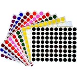 Color Coding Labels 1/2" Round - Dot Stickers -- Half inch rounds - 10 colors combination - Black, White, Red, Green, Yellow, Pink, Purple, Orange, Brown and Blue -- 880 pack