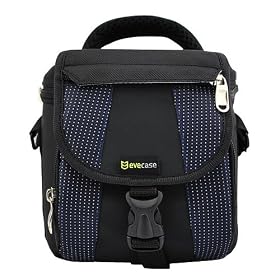 GTMax Camera Carrying Pouch Case with Strap- Black/Blue for Canon PowerShot SX150 IS, G12, SX30 IS, SX130 SX230 IS,SX20 IS HF M32, HF21, HF S21, FujiFilm S2800HD,Panasonic Lumix FZ40,FZ45,FZ100 G1 G2 G3 GF1 GF2 GF3