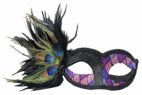 RedSkyTrader Womens Venetian Mask w/ Peacock Feathers One Size Fits Most Purple