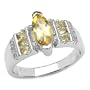 1.30 Carat Genuine Citrine & White Topaz Silver Ring