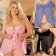 Multi Fiber Chiffon and Tri-Tone Lace Baby Doll/Babydoll in Plus Sizes 1x 2x 3x Black Blue Pink