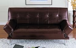 Handsome Dark Brown Leatherette Sofa Bed