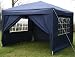 3mtr x 3mtr Blue Pop Up Gazebo, FULLY WATERPROOF, with Four Side Panels and Carry Bag