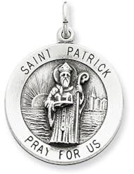 Sterling Silver Antiqued Saint Patrick Medal. Metal Wt- 3.63g