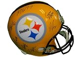 2011 Pittsburgh Steelers Team Autographed Throwback Riddell Full Size Football Helmet with 14 Signatures Total Including Notables: Mike Wallace, Dennis Dixon, Ryan Clark, Carnell Lake, Arnaz Battle, Willie Colon and More! Proof Photo of the Steelers Signing for Us.
