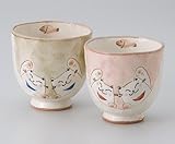 間取猫湯呑（大・小セット）　　【千茶 美濃焼】