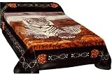 Queen Size White Tiger Korean Mink Blanket - Brown