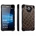 [SkinGuardz] Case for Microsoft Lumia 950 Black/Black [Advance Defender Armor Case with KickStand] - [Brown Leather]