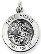 St Michael Sterling Silver Medal Pendant.18" Steel Necklace Chain