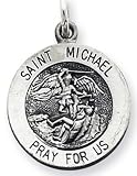 St Michael Sterling Silver Medal Pendant.18" Steel Necklace Chain