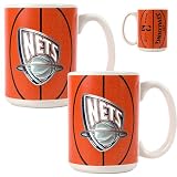 New Jersey Nets NBA 2pc Ceramic Gameball Mug Set - Primary Logo