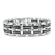 Stainless Steel Wide Rubber Inlaid Bracelet - 8.5 Inches