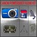 Canon Powershot A3300 IS Digital Camera (Blue) + Huge Accessories Package Including 8GB SDHC Memory Card + High Capacity Replacement Lithium-Ion Battery + Hi-Speed SD Card Reader + Carrying Case + Table Top Tripod Kit