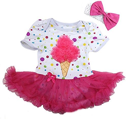Colorful Polka Dots Pink Ice Cream Bodysuit X-Large White