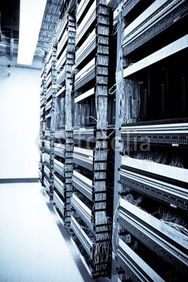 Wallmonkeys Peel and Stick Wall Decals - A Shot of Servers and Hardwares in an Internet Data Center - 18H x 12W Removable Graphic
