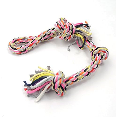 Petseeker Dog Rope Toy Flossy Chews Pet Interactive Training Cotton Blend Color Long Rope Knots Tug Toys (Colors Vary)