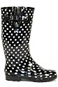 Ladies Black White Dot Wellington Boots - Womens Sizes 4-8
