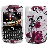 EMPIRE White with Purple Flowers Design Hard Case Cover for BlackBerry Curv ....