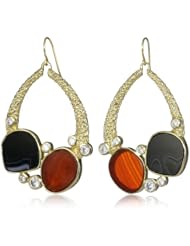 Isharya Druzy Cluster Amber Black Tear Drop Earrings
