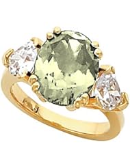 14K Yellow Gold Lemon Quartz and Diamond Ring -- LIFETIME WARRANTY