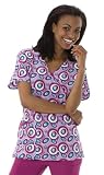 Dickies 100% Cotton Print Two Pocket Mock Wrap Scrub Top (XS-5X) in Assorted Colors.