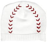 Mud Pie Newborn Baby-Boys Baseball Knit Cap, White/Red, 0-12 Months
