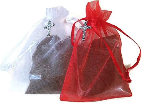 NEW- Red Christmas Hanging Tree Bags -Ornaments-Festival-Party-Xmas-Tree-Hanging-Decoration-With Holyland Israel Jerusalem Sacred Sand/Soil &amp; Frankincense Myrrh OilS - spiritual Blessing Gift bagTree