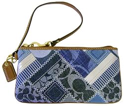 Coach Patchwork Signature Indigo Denim Wristlet Wallet Handbag 42070