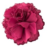 Burgundy Fabric Rosette Brooch/Hair Clip with Pin and Clip Backing - Approx. 5 x 4