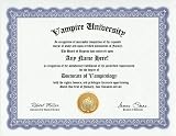 Vampire Vampirism Degree: Custom Gag Diploma Doctorate Certificate (Funny Customized Joke Gift - Novelty Item)