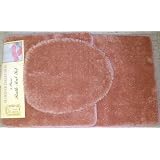 3 PIECE BATHROOM RUG, CONTOUR and LID COVER SET - ROSE PINK by Brown's Linens and Window Coverings
