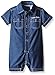 Calvin Klein Baby-Boys Woven Chambray Romper, Blue, 18 Months