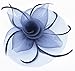 Womens Big Flower Mesh Feather Fascinator on Hair Clip and Brooch Deep Blue
